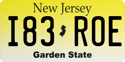 NJ license plate I83ROE