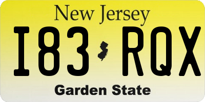 NJ license plate I83RQX