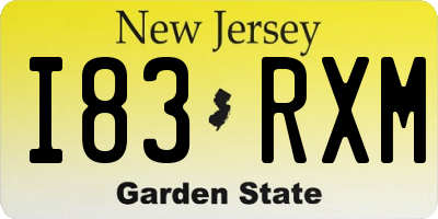 NJ license plate I83RXM