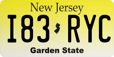 NJ license plate I83RYC