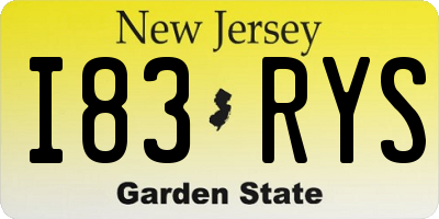 NJ license plate I83RYS