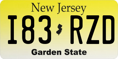 NJ license plate I83RZD