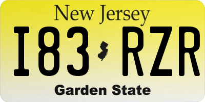 NJ license plate I83RZR
