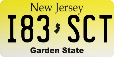 NJ license plate I83SCT