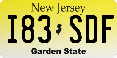 NJ license plate I83SDF