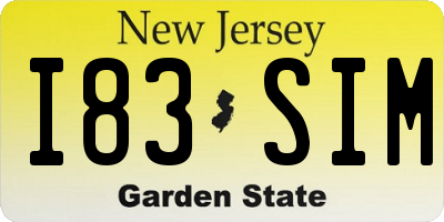 NJ license plate I83SIM
