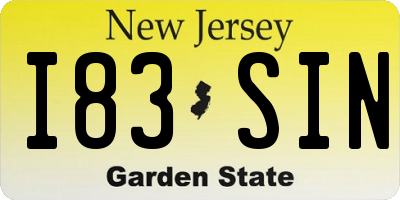 NJ license plate I83SIN