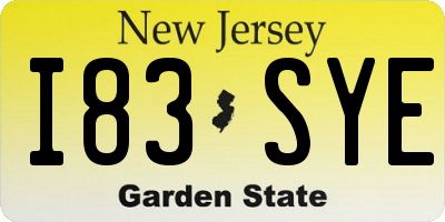 NJ license plate I83SYE