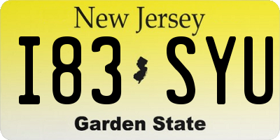 NJ license plate I83SYU