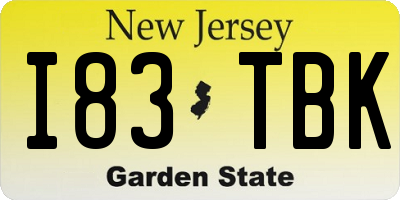 NJ license plate I83TBK