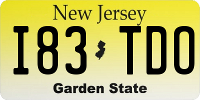 NJ license plate I83TDO