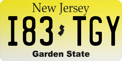NJ license plate I83TGY