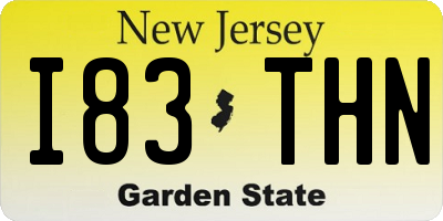 NJ license plate I83THN