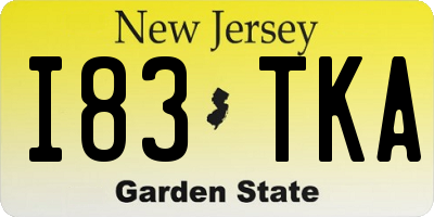 NJ license plate I83TKA
