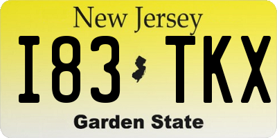 NJ license plate I83TKX