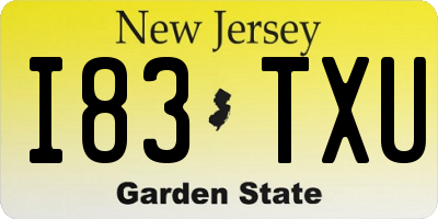 NJ license plate I83TXU