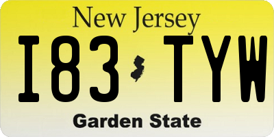 NJ license plate I83TYW
