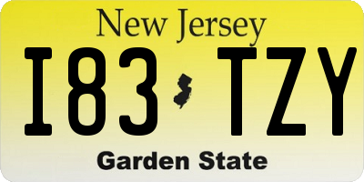 NJ license plate I83TZY