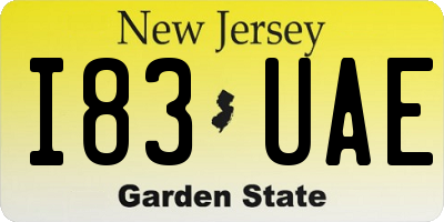 NJ license plate I83UAE
