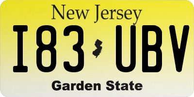 NJ license plate I83UBV
