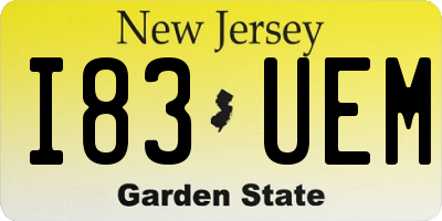 NJ license plate I83UEM