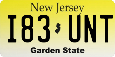 NJ license plate I83UNT
