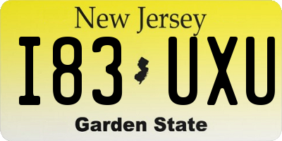 NJ license plate I83UXU