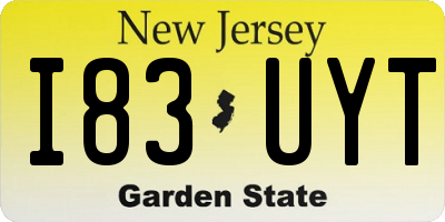 NJ license plate I83UYT