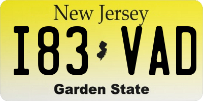 NJ license plate I83VAD