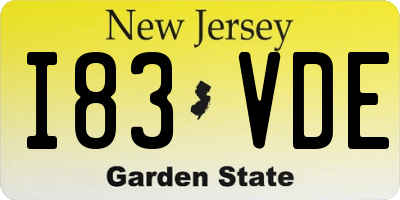 NJ license plate I83VDE