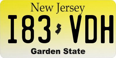 NJ license plate I83VDH