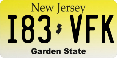 NJ license plate I83VFK