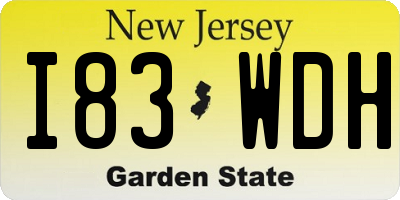NJ license plate I83WDH