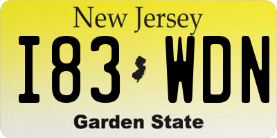 NJ license plate I83WDN