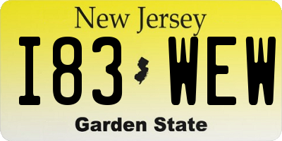 NJ license plate I83WEW
