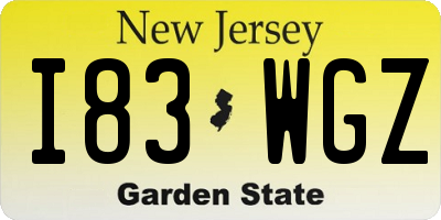 NJ license plate I83WGZ
