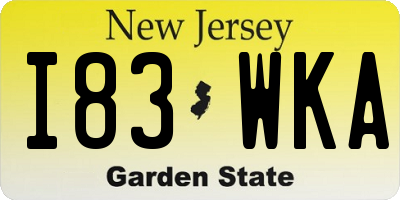 NJ license plate I83WKA