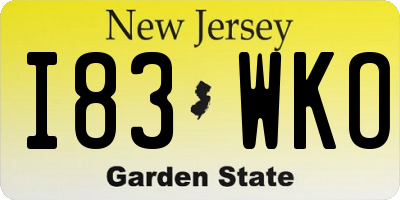 NJ license plate I83WKO