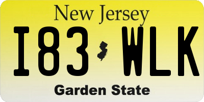 NJ license plate I83WLK