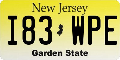 NJ license plate I83WPE