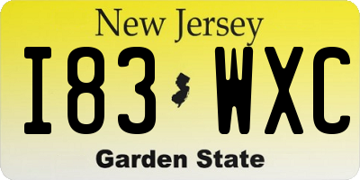 NJ license plate I83WXC