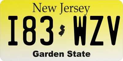 NJ license plate I83WZV