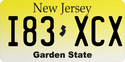 NJ license plate I83XCX