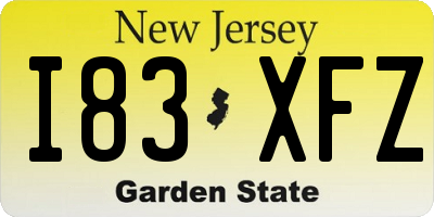 NJ license plate I83XFZ