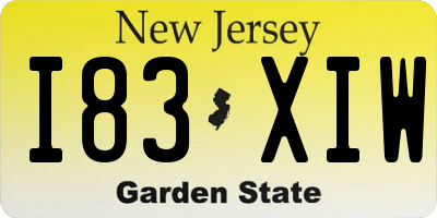 NJ license plate I83XIW