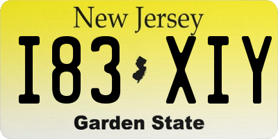 NJ license plate I83XIY