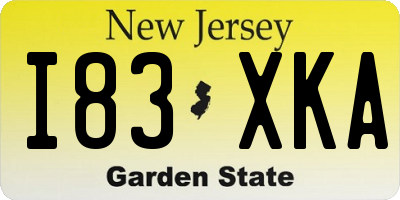 NJ license plate I83XKA