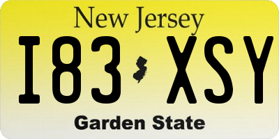 NJ license plate I83XSY