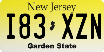 NJ license plate I83XZN