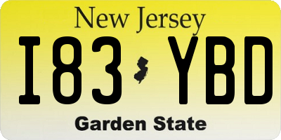 NJ license plate I83YBD